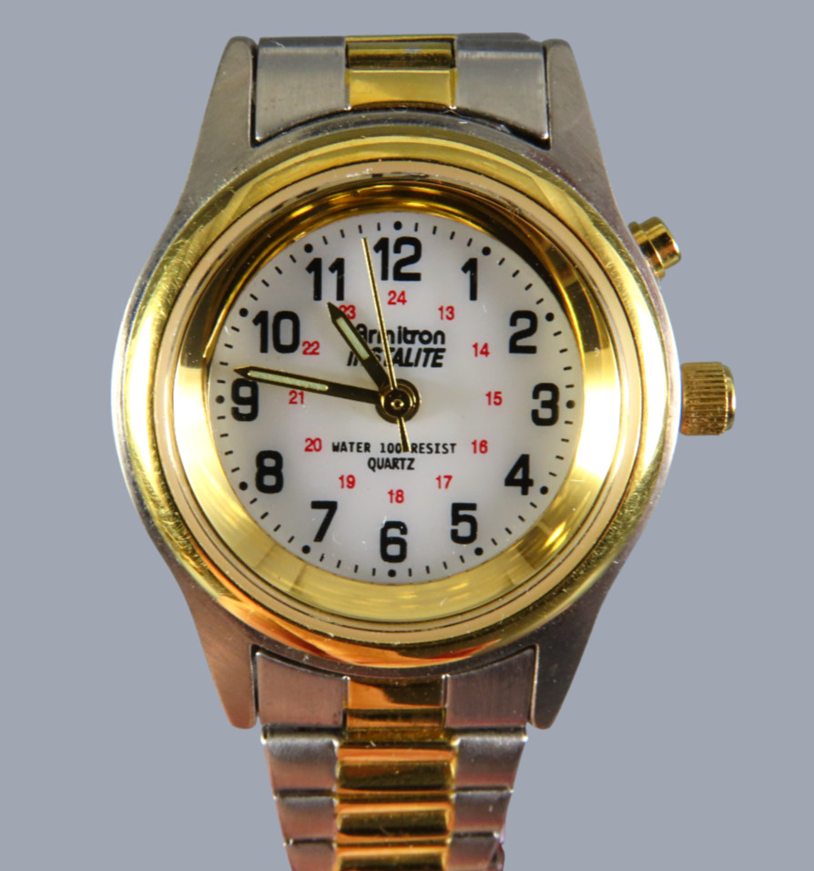 VTG Armitron Instalite Wrist Watch 2-TONE GOLD/SILVER 24H Dial LIGHT UP Ladies
