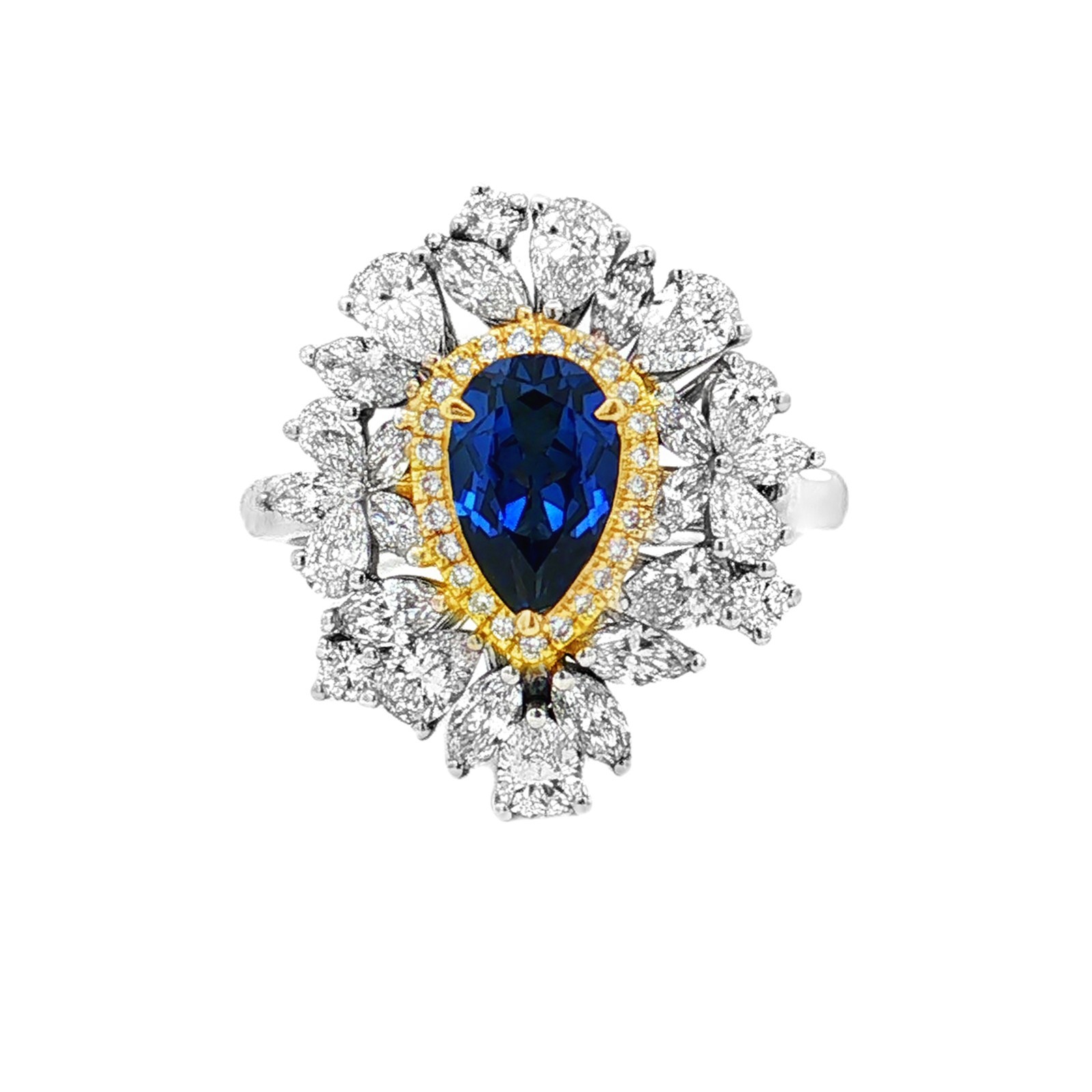 14K Gold Lab Grown Diamond Sapphire Two-in-One Engagement Ring Pendent MZ2463