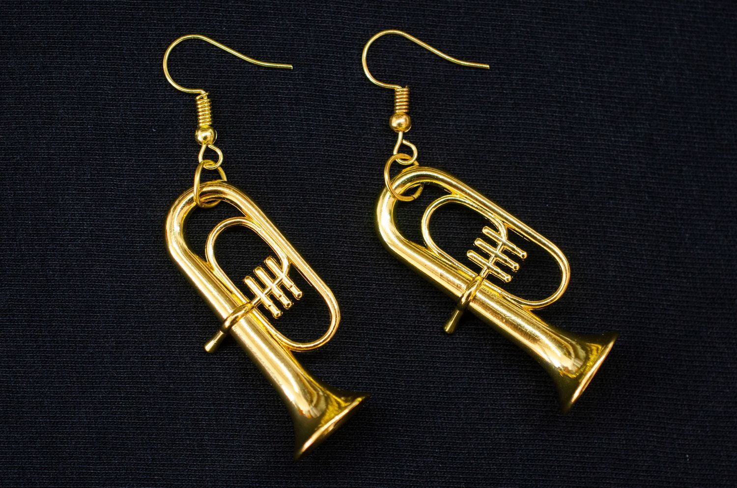 Tuba Earrings Tenor Horn Miniblings Orchestra Jazz Tubist with Box Gold Plated