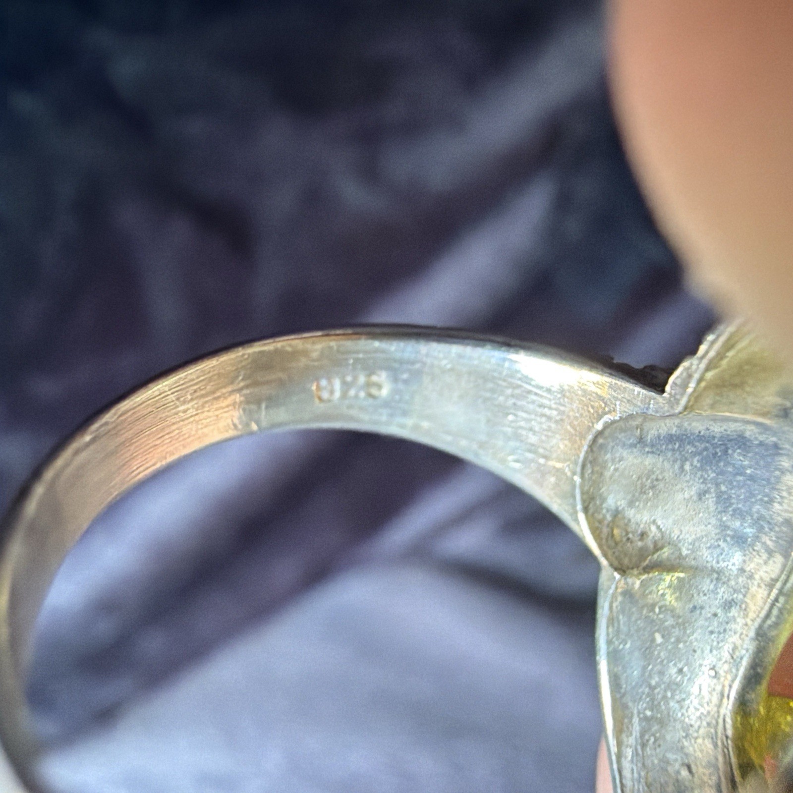 Vtg Sterling Silver Ring .925 Sz 7.5 Marquis PALE Yellow Stone Cocktail Coquette