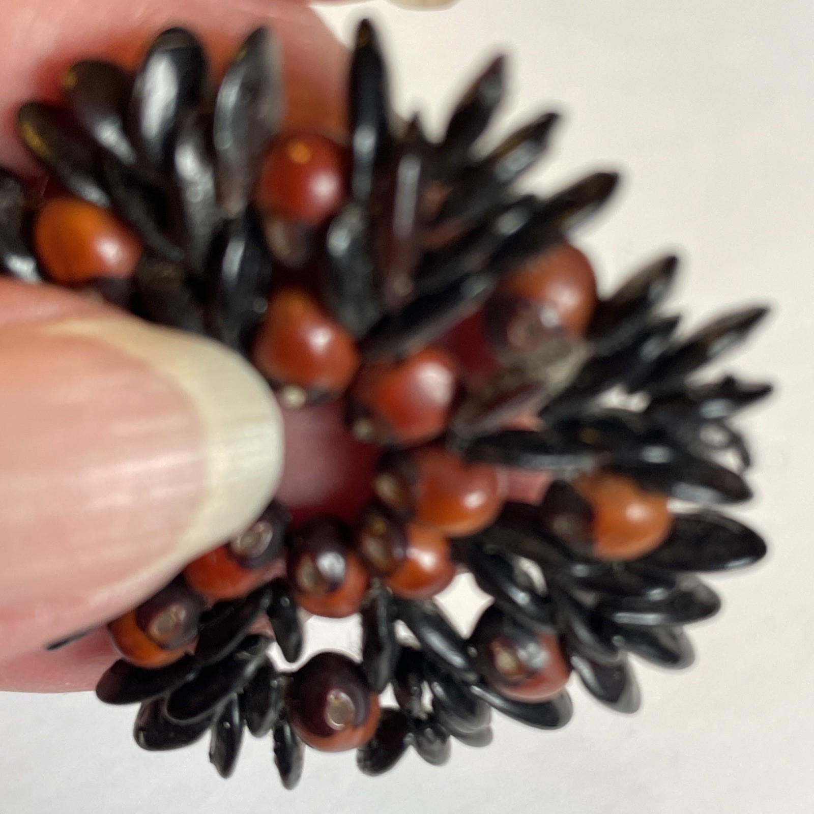 Vintage Beaded Medallion Pendant Seed Beads Decor as Pictured Maybe Apple?