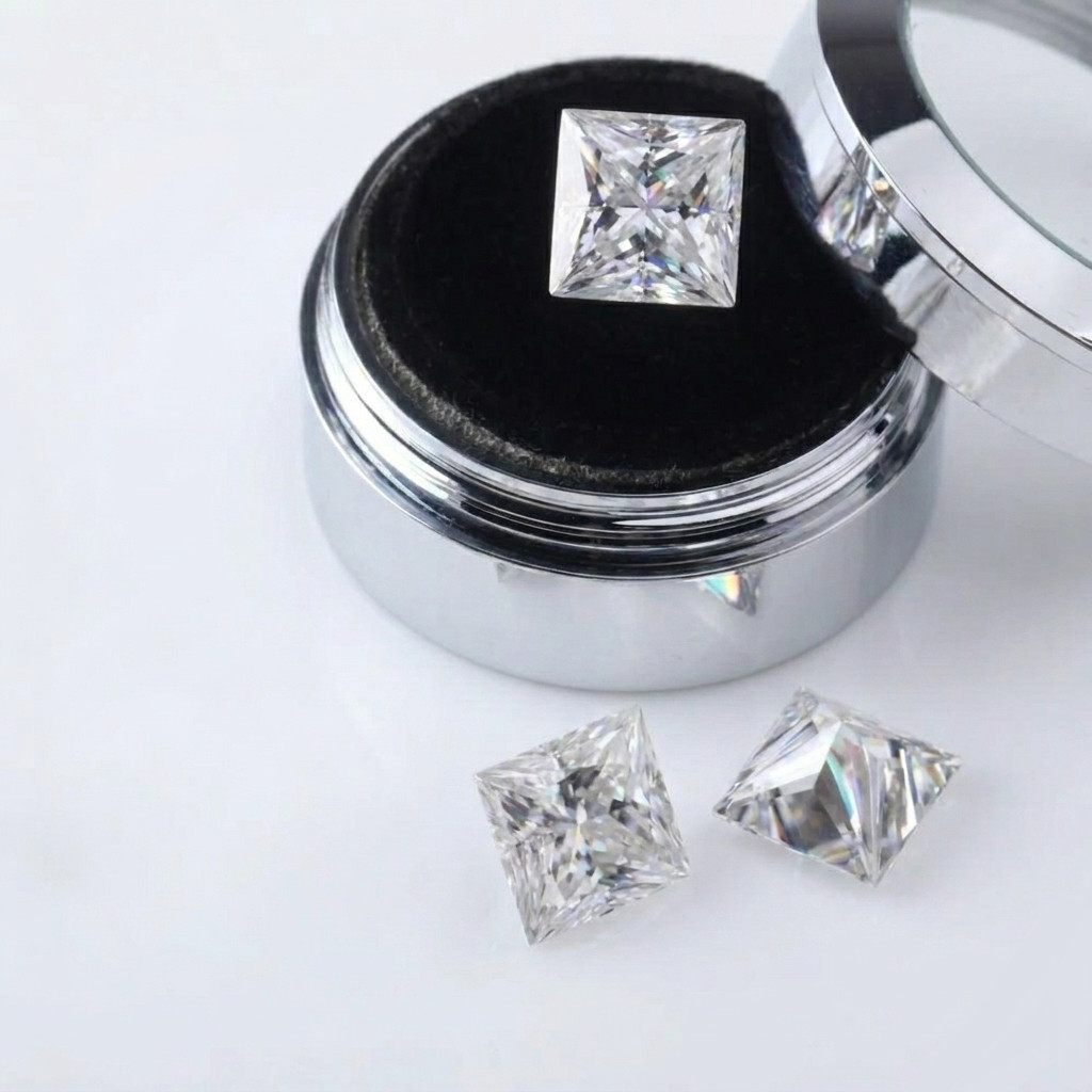 3x3mm Princess Cut D Color Lab Grown Diamond IF Clarity Certified Loose Gemstone