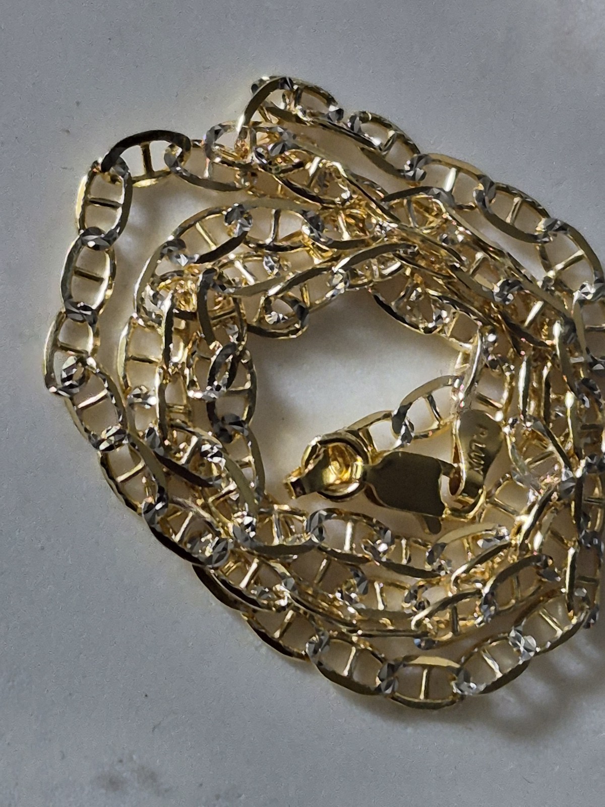 Solid 20in 3.6mm 14k Gold Over .925 Silver Mariner Link Chain Flat 6.43g Plux