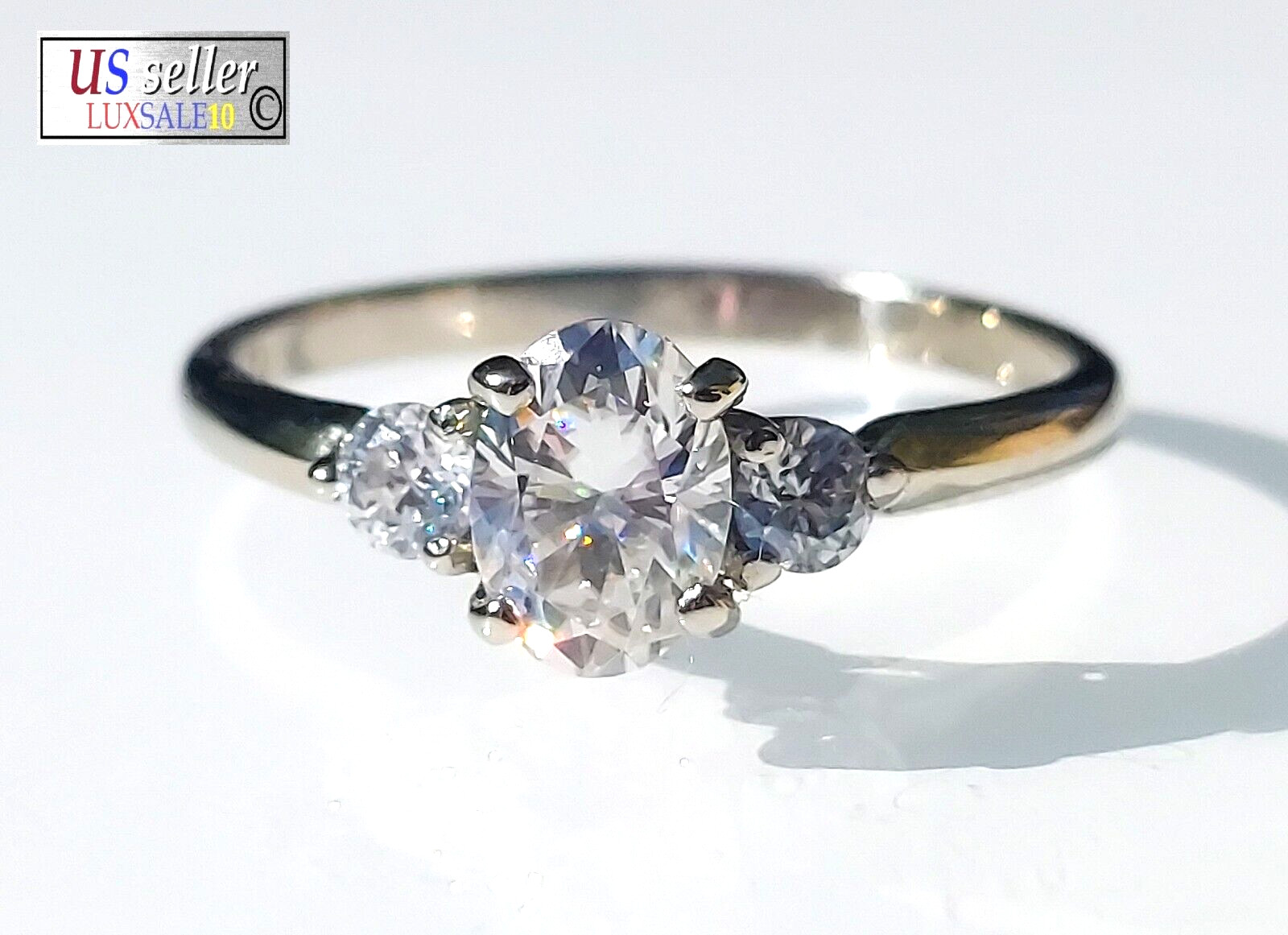 Estate ring ,10k gold ring ,1.4 carat certified ring. 3 stone ring