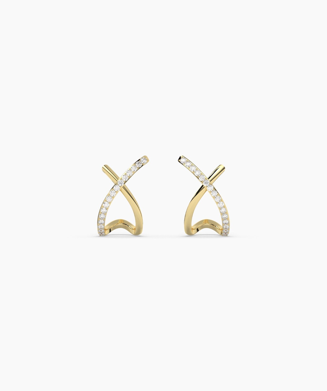 Round Lab Grown Diamond 14K Yellow Gold Crisscross Climber Earrings For Gift