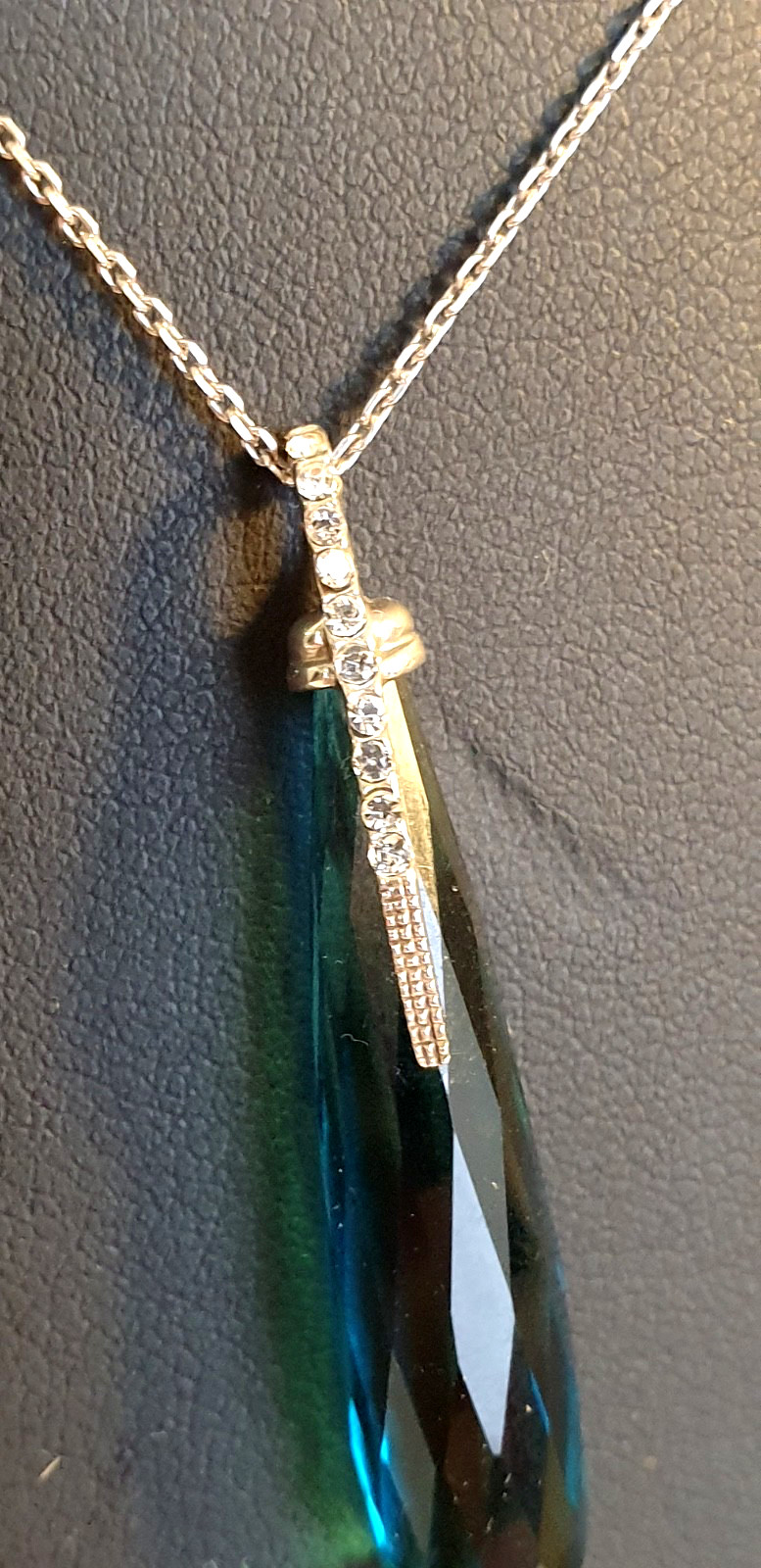 925 Silver Pendant Drop Blue & Fine Anchor Chain Master Hallmarked “MS” 41 – 44cm