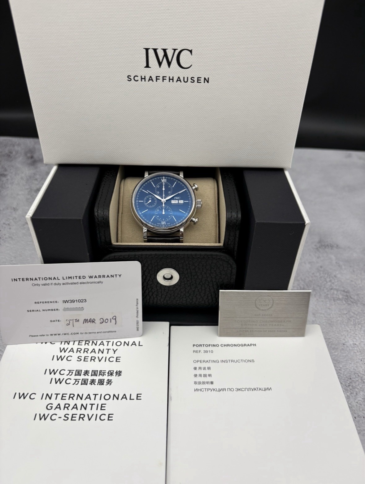 2019 IWC Portofino Chronograph 42mm Limited Edition 150 Years IW391023 Full Set