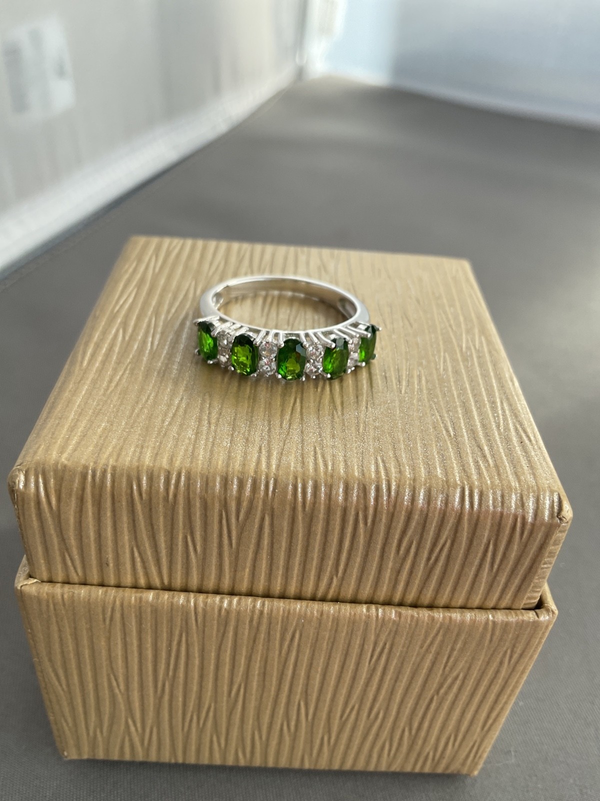 CHROME DIOPSIDE HALF-ETERNITY RING