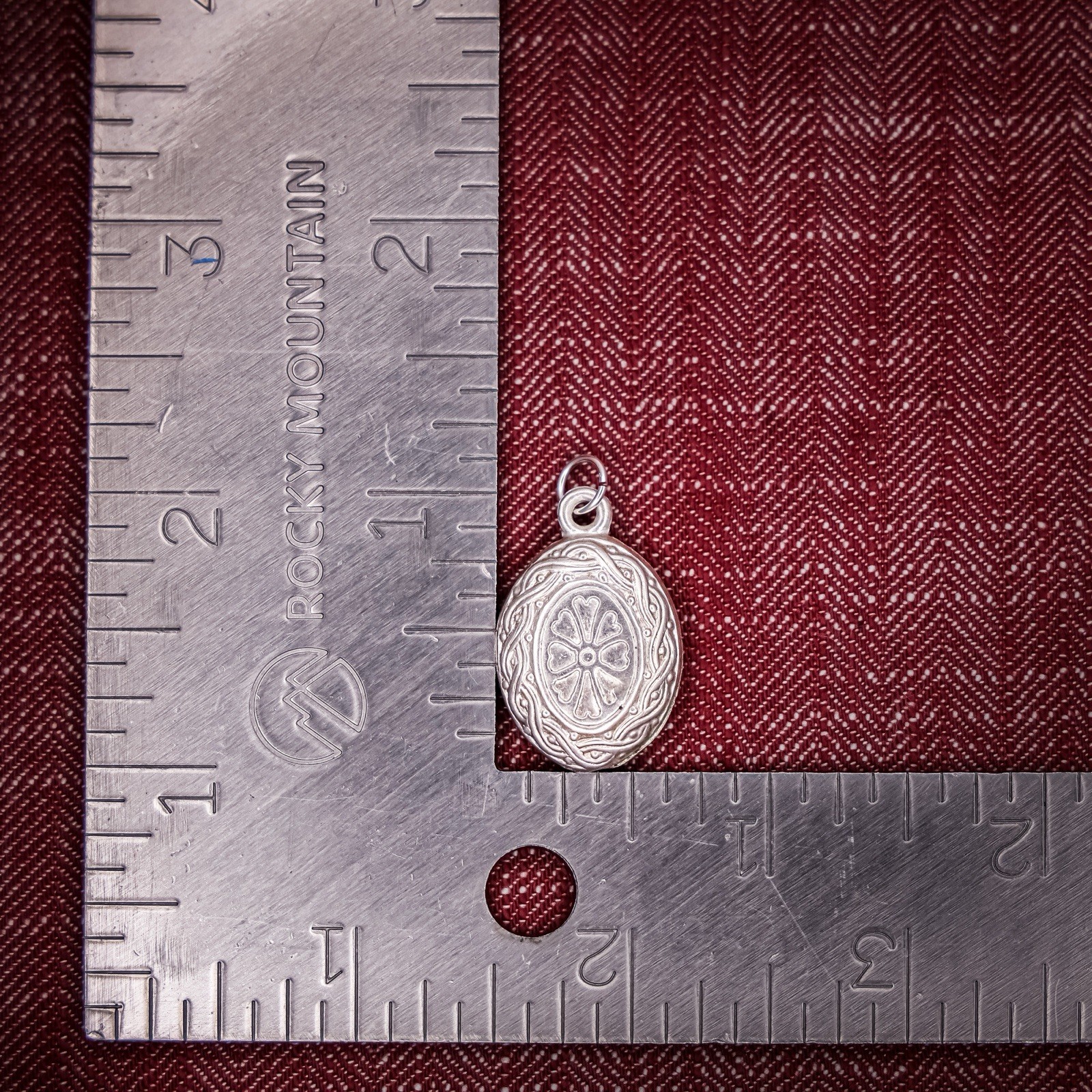 Antique French Puffy Oval Charm Sterling Silver Die Struck Engraved 19th Century
