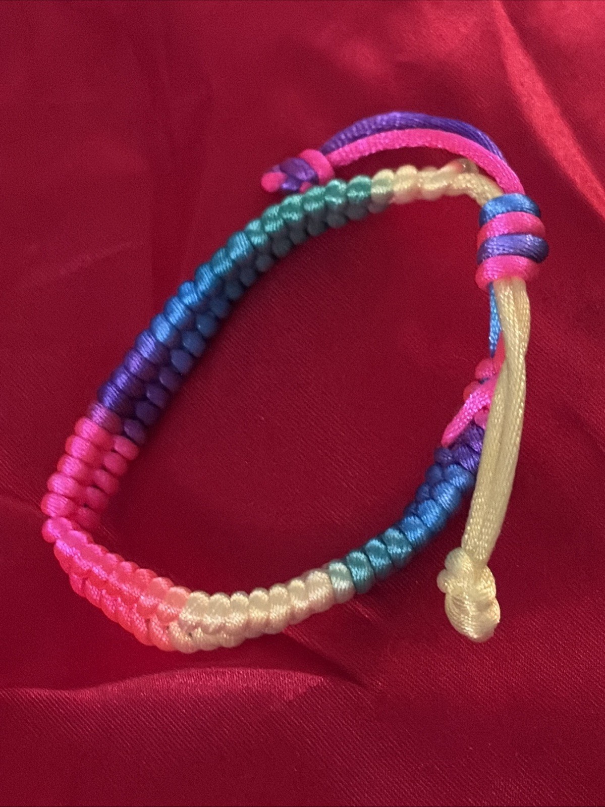 NEW COLORFUL NEON NYLON HERRINGBONE WEAVE FRIENDSHIP BRACELET ADJUSTABLE NIP
