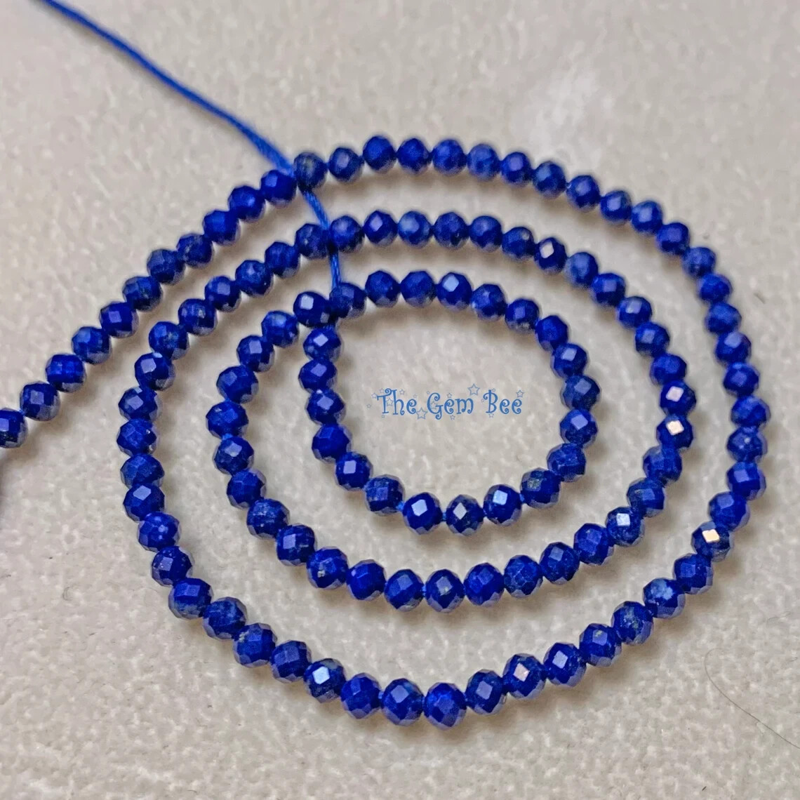 3mm Royal Blue Afghani Lapis Lazuli Faceted Round Rondelle Beads 13 inch Strand