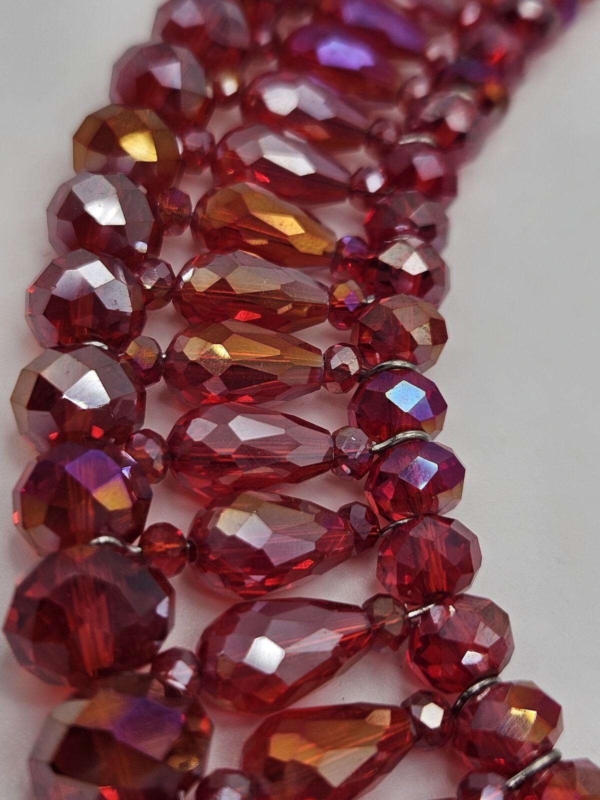 Red Crystal Glass Collar Bib Wide Necklace