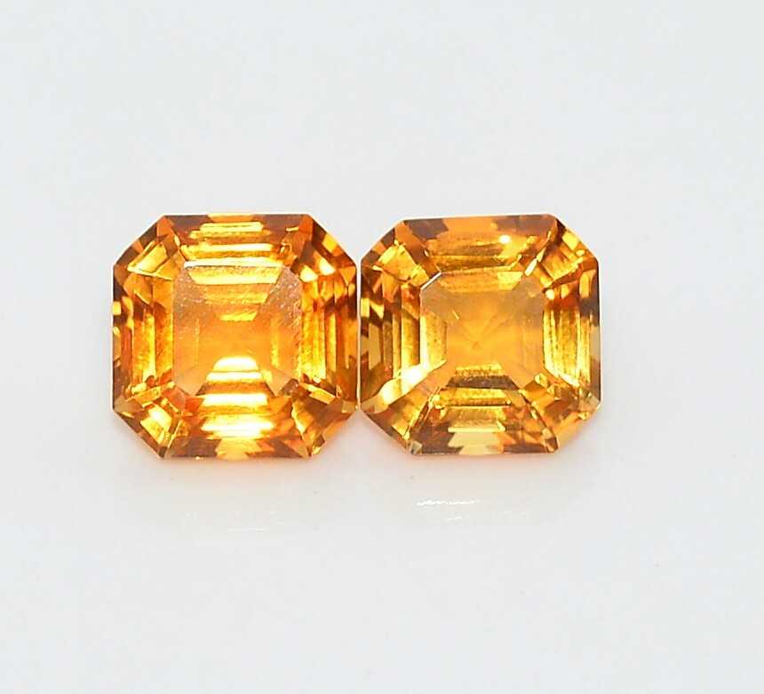 Natural Citrine Octagon Cut Pair 10×10 mm 9.05 CTS Loose Certified Gemstones