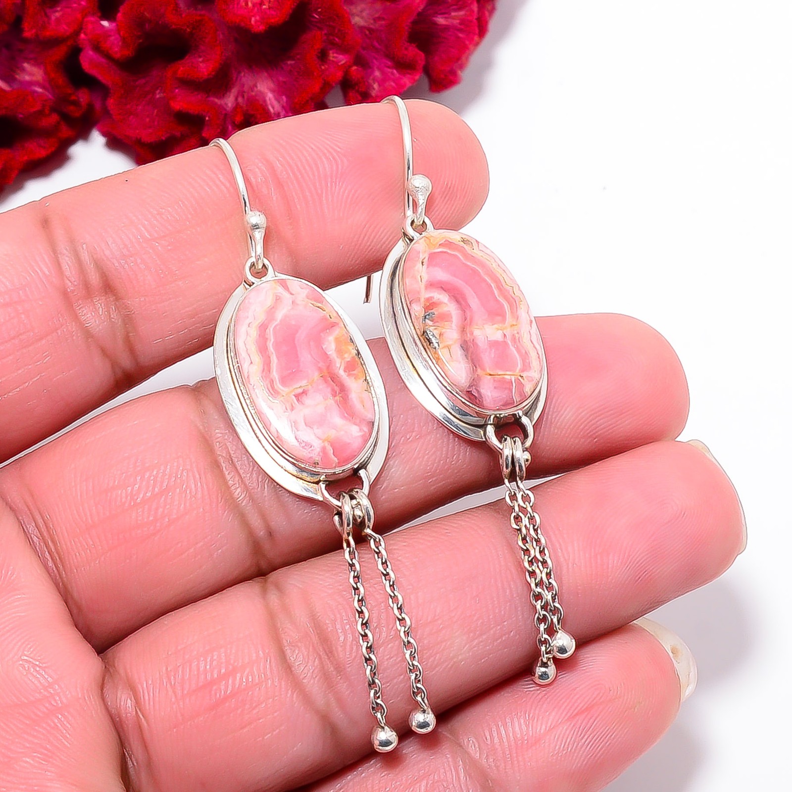 Rhodochrosite – Argentina 925 Sterling Silver Chandelier Earring 2.54″ E29411123