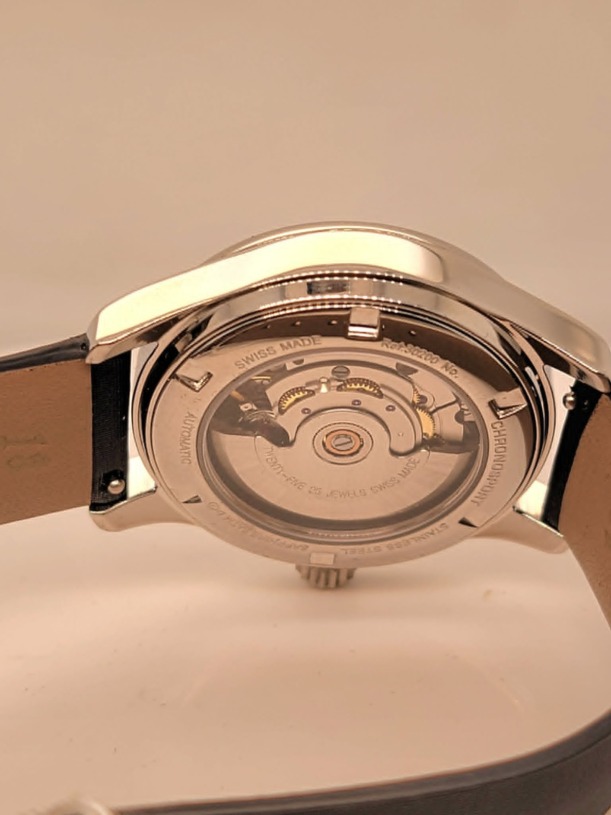 Ernst Benz ChronoSport Automatic 36mm Black MOP Abalone Dial Watch Leather Strap
