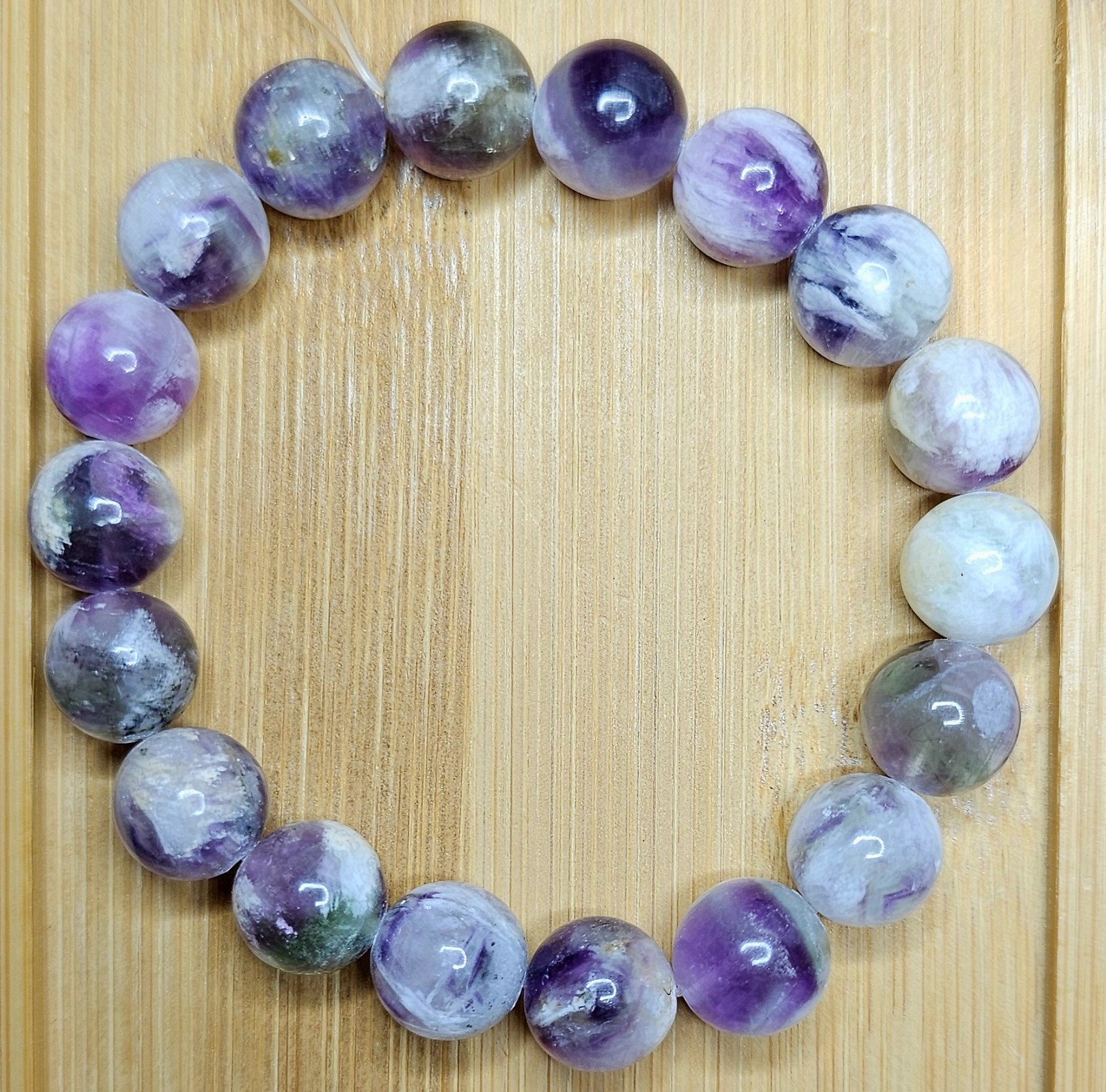 Feather Fluorite Natural Crystal Bracelet 11.8mm