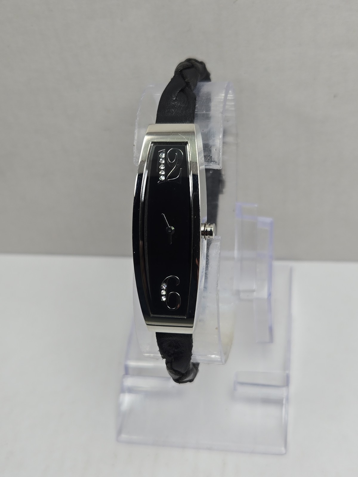 Mercedes Benz Womens 15mm Slim Black Braided Leather Watch Swiss New Battery
