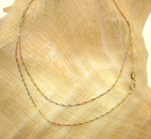 1.2MM ITALIAN SOLID TRICOLOR 14K GOLD DC SINGAPORE TWIST CHAIN NECKLACE 16″-18″