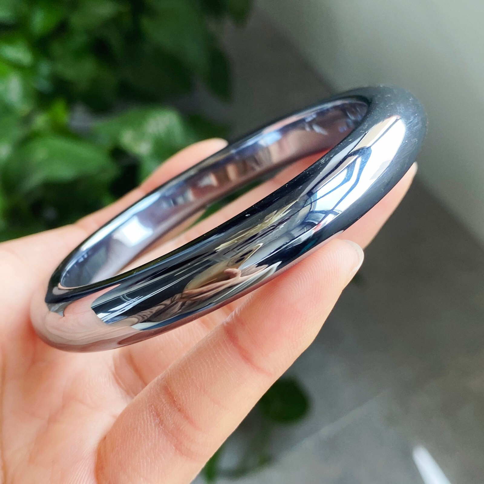 63.5mm Natural White Terahertz Wave Gemstone Bangle AAAA