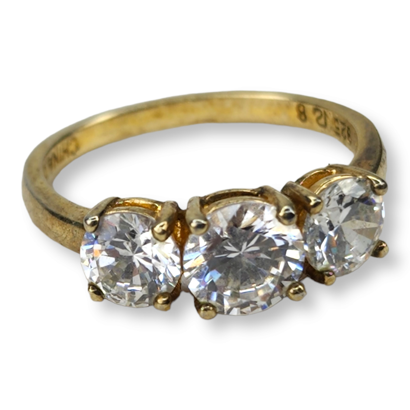 Ross Simons Vintage Sterling Silver 925 Gold Vermeil Cubic Zirconia Ring Size 8