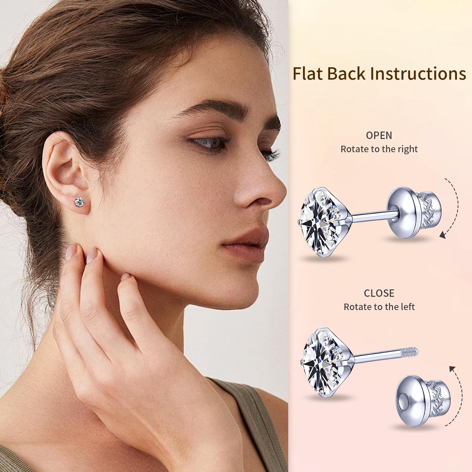 G23 Titanium CZ Stud Earrings, Hypoallergenic F136 Implant Grade Titanium Scr…