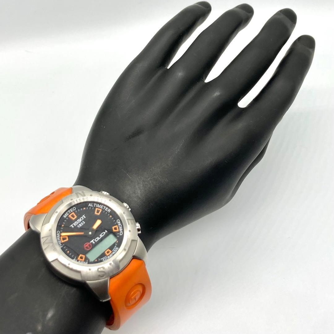 Tissot T-Touch QZ Orange Mens Quartz Watch Japan Non-Working 075870