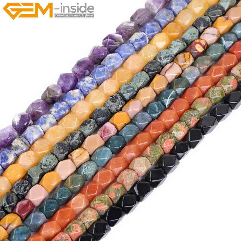 8-9×11-12mm Natural Gemstone Faceted Beads of Cambay Beads Jewelry Making 15″
