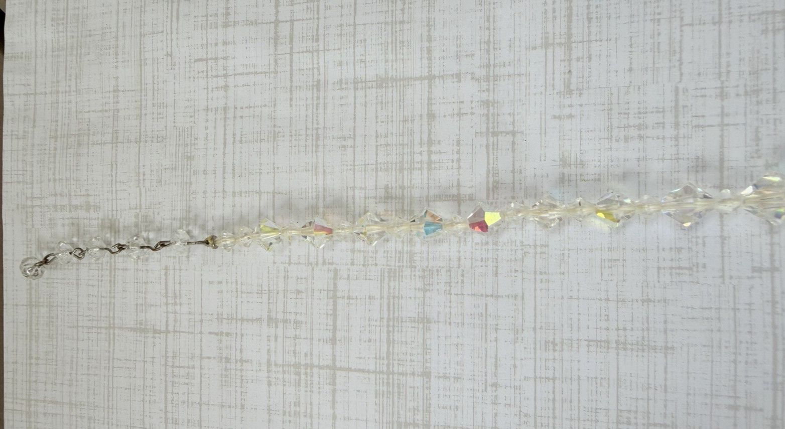 Vintage AB Aurora Borealis Crystal Bicone Bead Choker Necklace Jewelry
