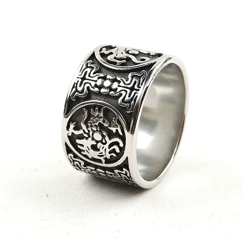 Stainless Steel Textured Wide Band Ring – Free Gift Packaging