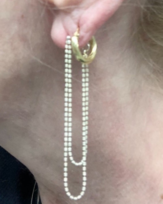 Elo7 Gold Plated Barrel Beaded Chain Attached Fronto To Back Dangle Earrings