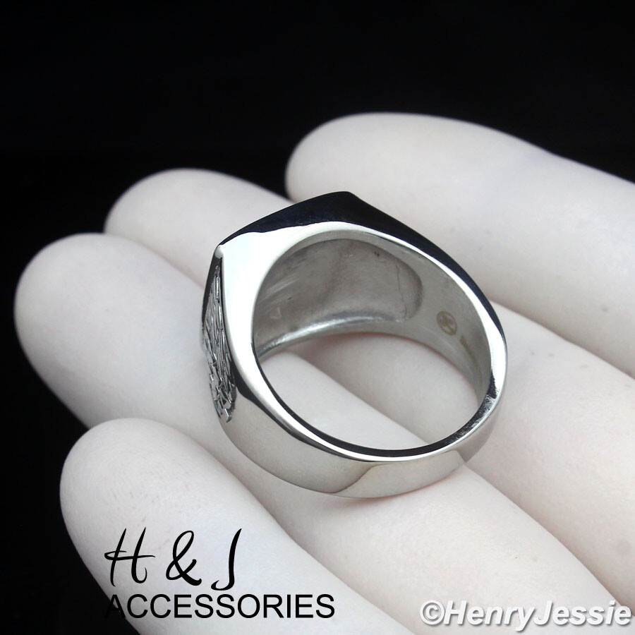 MEN’s Stainless Steel Icy Bling CZ EAGLE Square Ring Size 8-12*ASR153