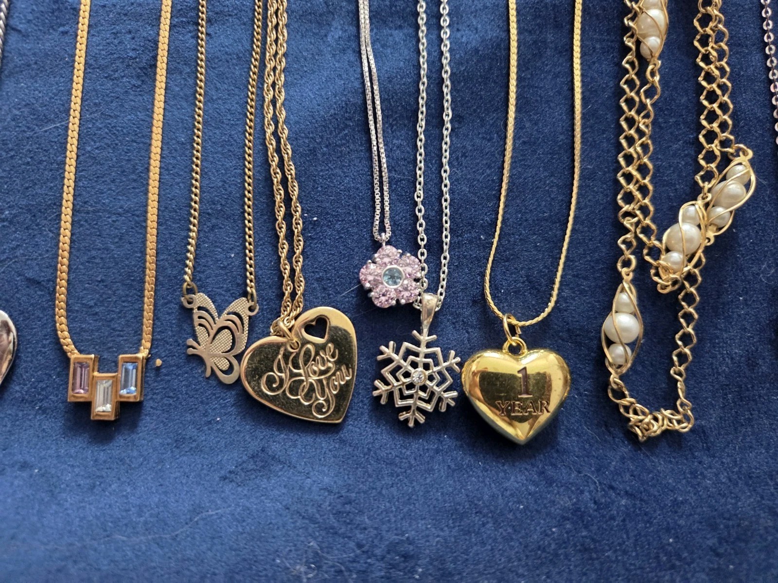 Vintage Now Fine Chain Crystal Pendant Necklace Lot 20 Some Signed Avon Etc