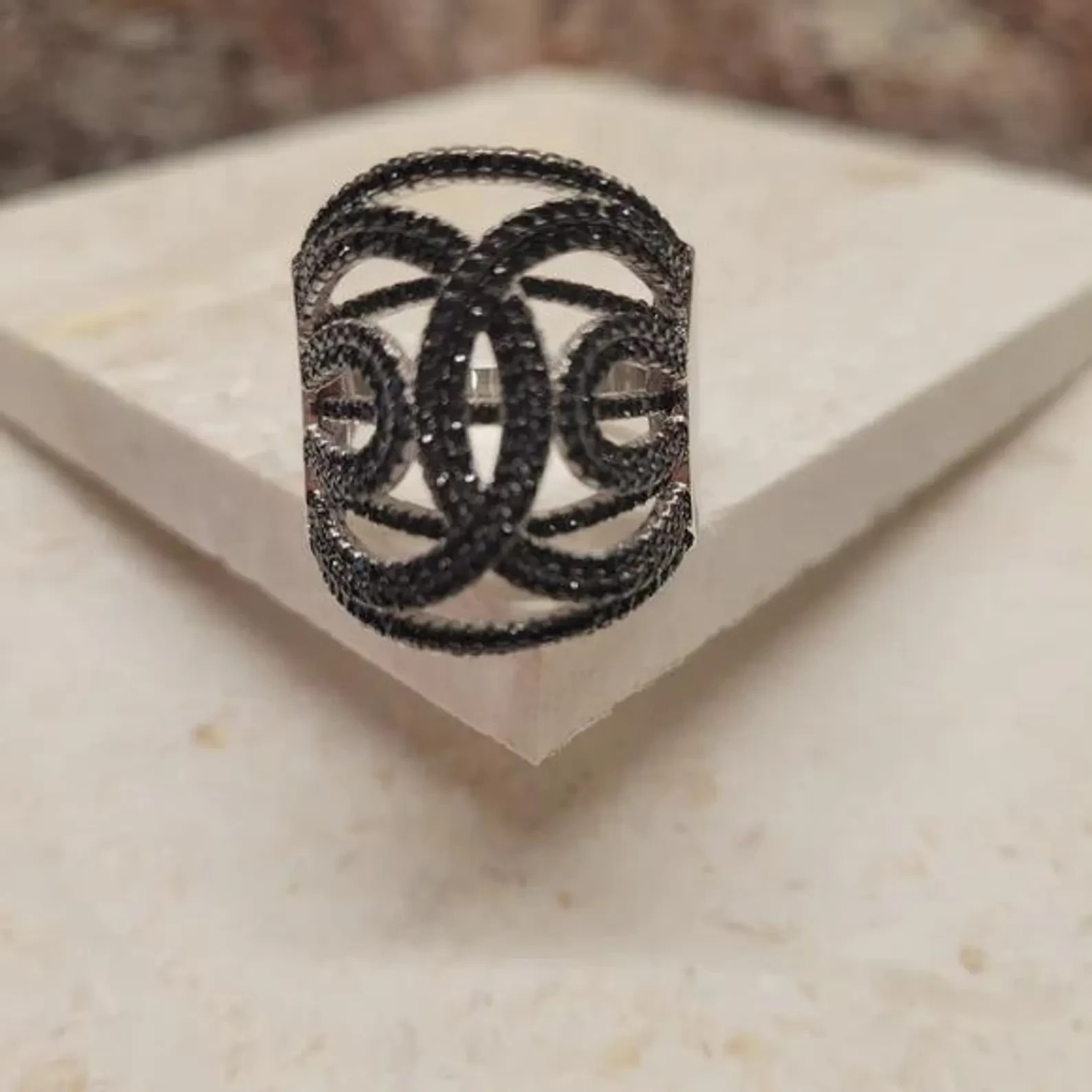 Fuzion Creation 925 Black CZ Ring Size 10
