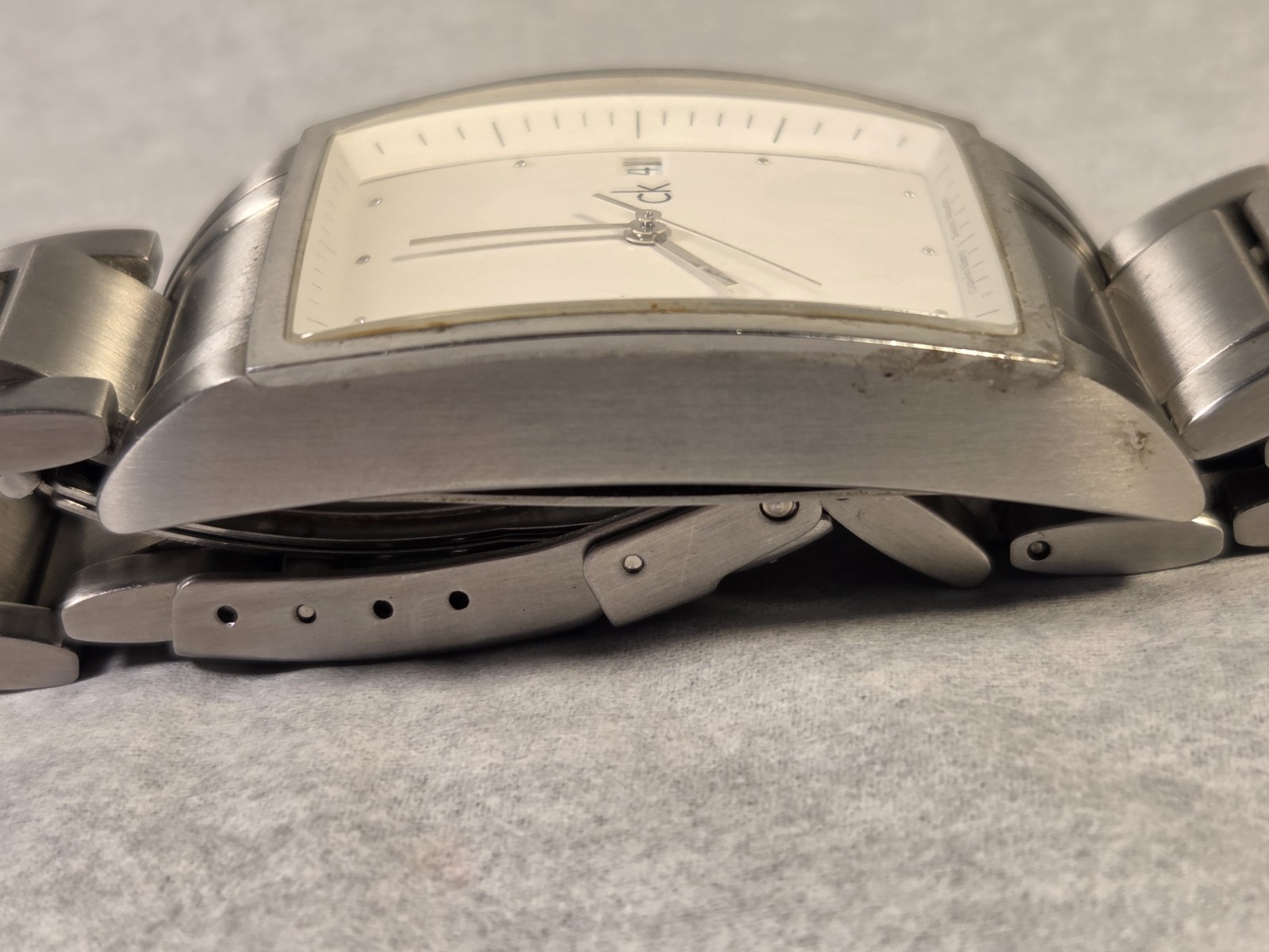 Calvin Klein K30311 Bold Square Swiss Made Watch White Dial Stainless New Batt
