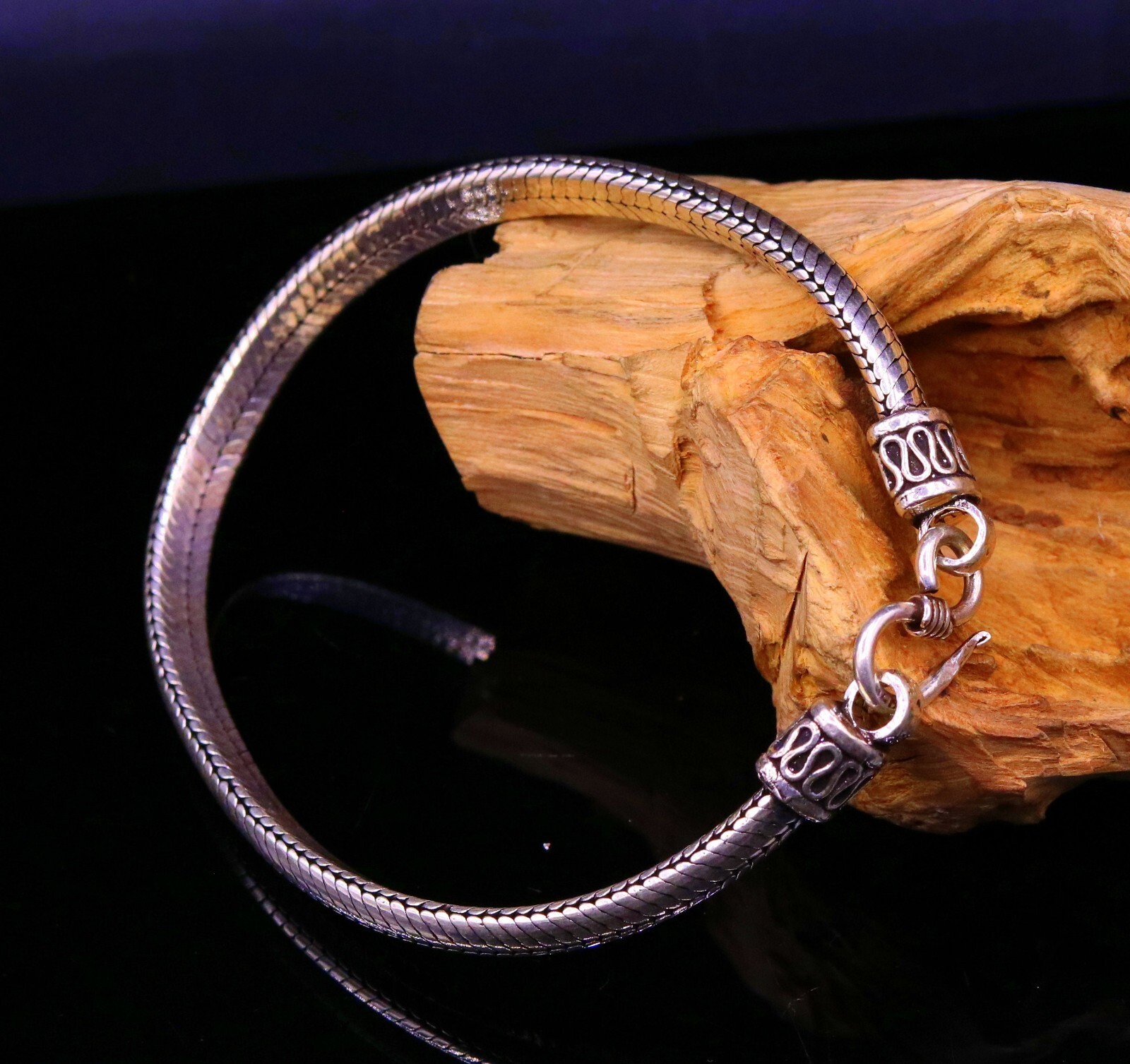 925 sterling silver snake chain D shape half round bracelet unisex sbr200