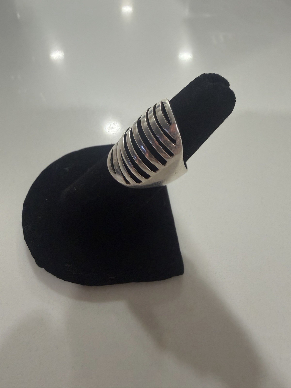 Vintage Rare 925 Sterling Silver Multi Row/lines Ring Size L223