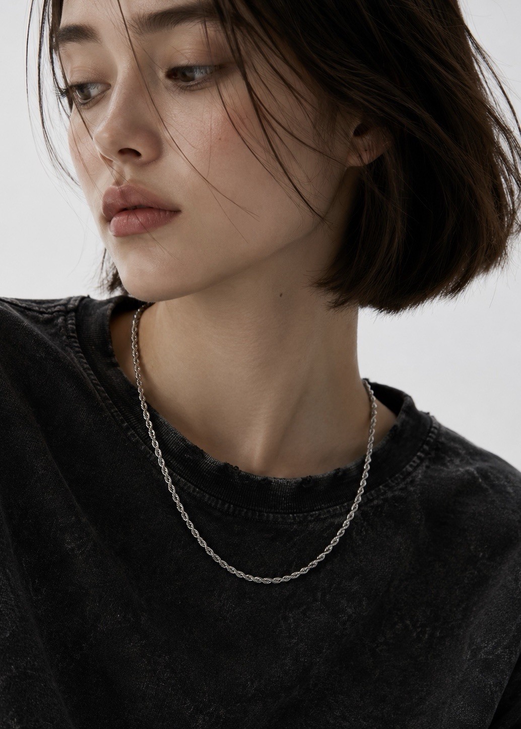 Gold or Silver Stainless Steel Twisted Rope Chain Necklace Lobster Clasp