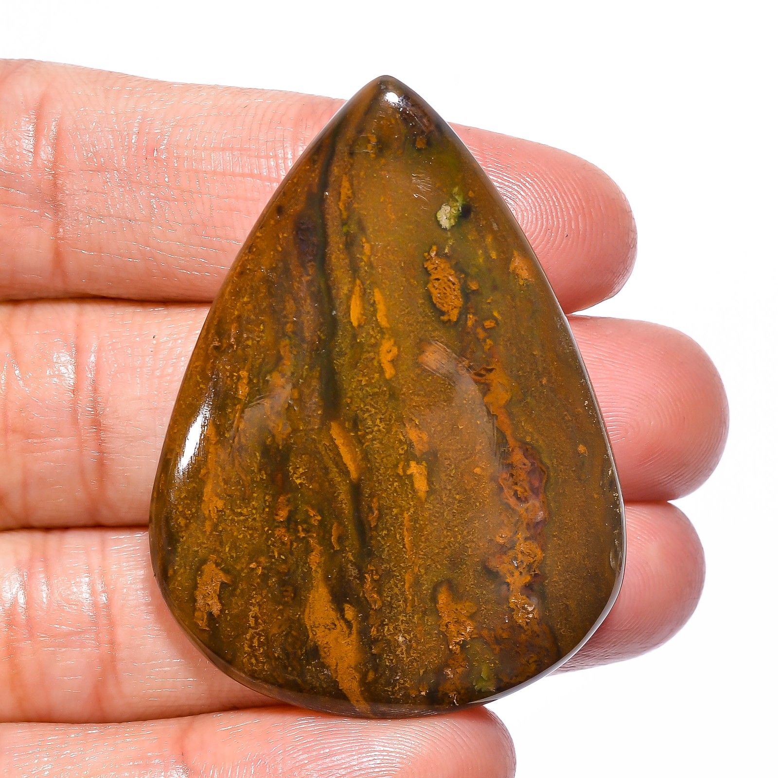 Natural Morgan Jasper Pear Shape Cabochon Loose Gemstone 53 Ct 44X32X5mm GC13891