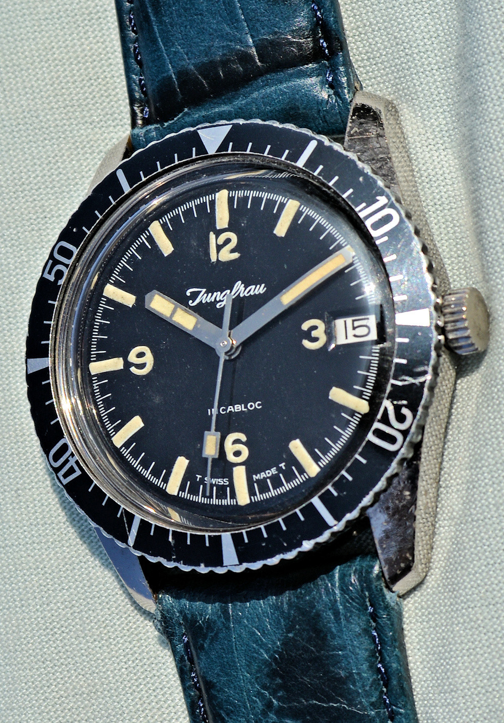 Orologio Jungfrau DIVER SUB 600 feet anni ’70 con ghiera girevole revisionato