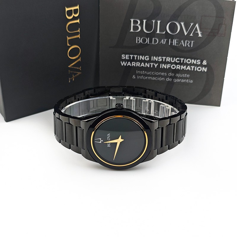 Bulova Millennia Men’s 97A183 Black Dial Gold Stainless Quartz Watch 41MM