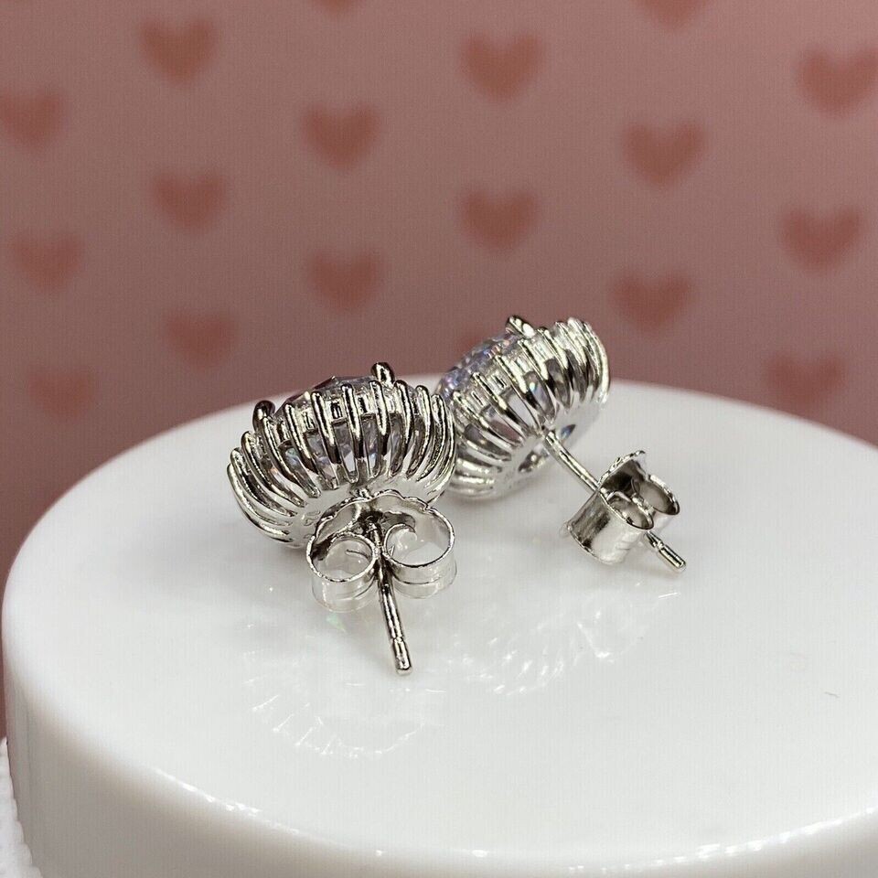 4Ctw Round Lab Created Diamond Push Back Gift Stud Earrings 925 Sterling Silver