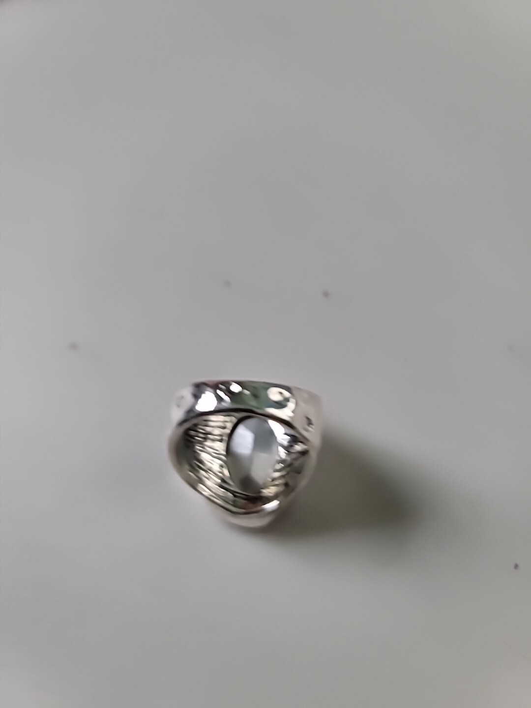 caribbean blue crystal oval silver ring uno style size 9