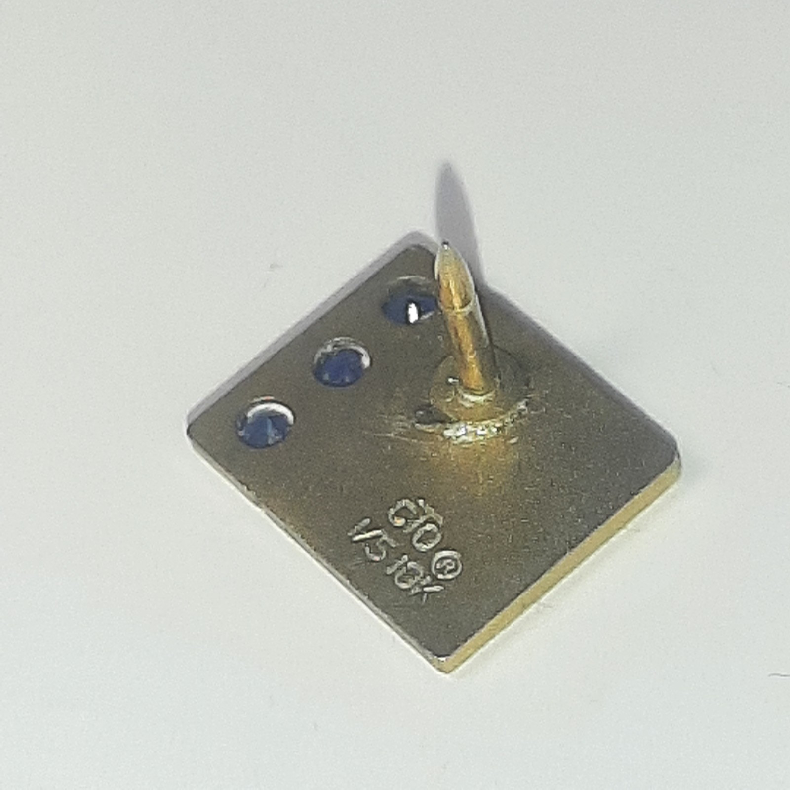 10K Gold Tie tac Pin w 3 Sapphires lapel pin 1/5 10K Vintage