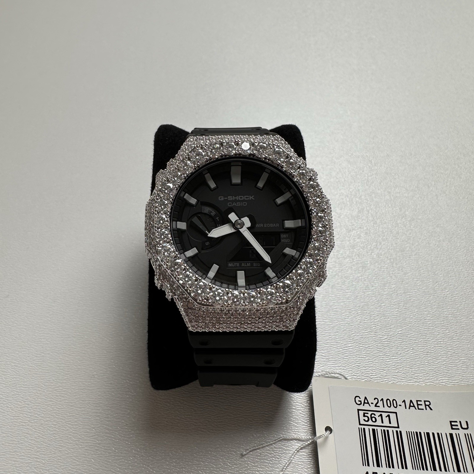 Custom Casio G-Shock GA-2100 Silver Moissanite Iced Watch New With Tags