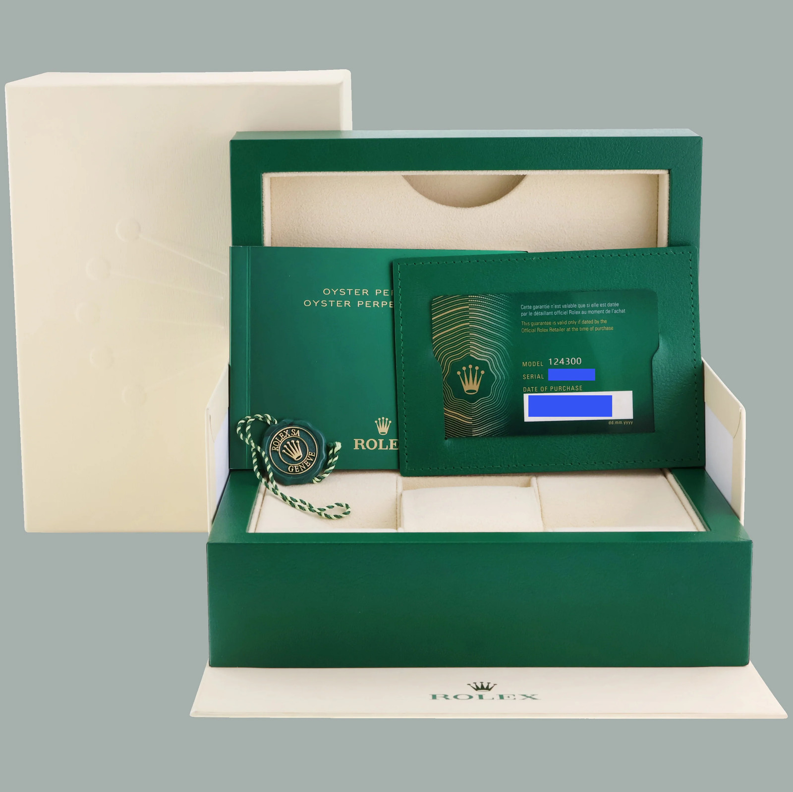 2024 NEW PAPERS ROLEX 124300 Oyster Perpetual 41mm Green Dial Oyster Watch Box