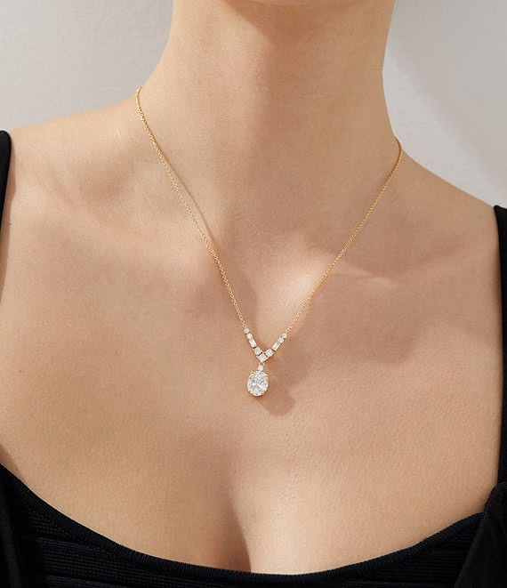 Nadri Delphine Small Frontal Short Pendant Silver Necklace