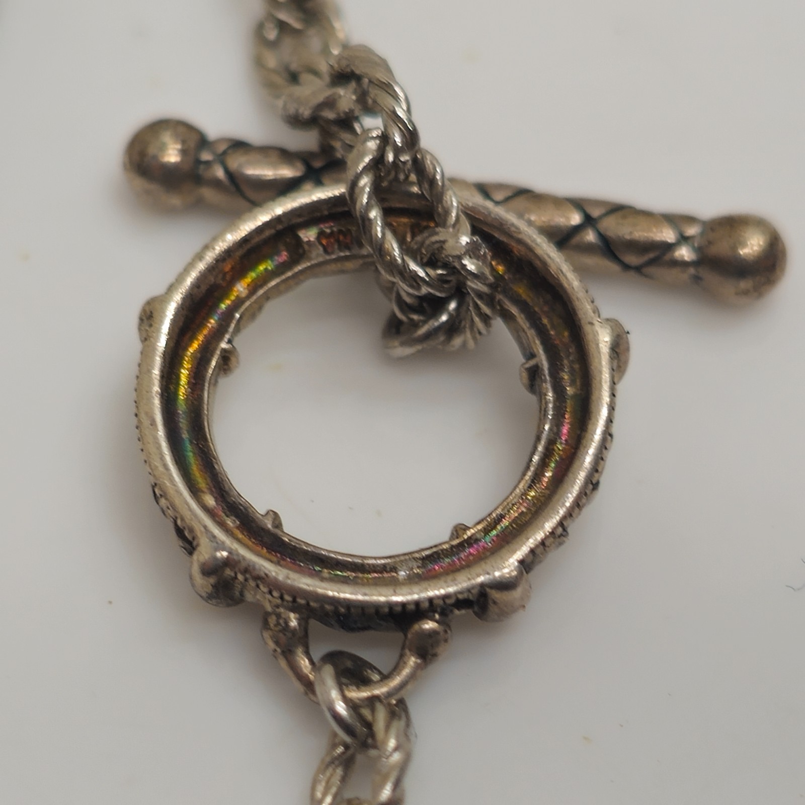 Sterling Silver 925 Round Glass Bead Pendant Necklace 9.5in 19.7g Vintage