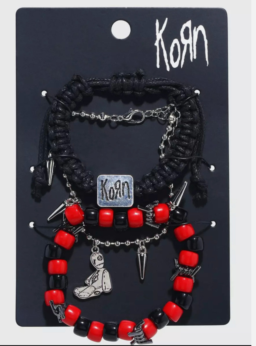 KORN Band Official Issues Bracelet Set Of 3 NEW ON CARD