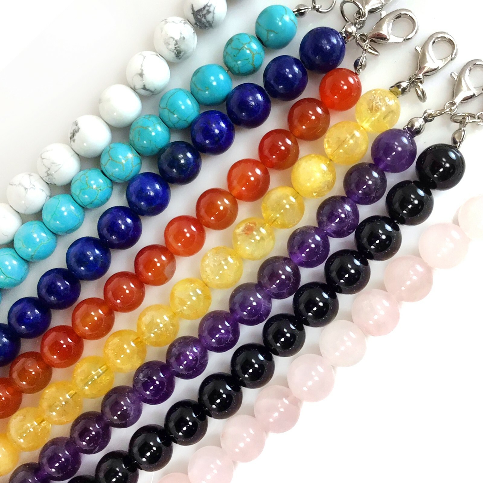 Handmade Gemstone Necklace Jewelry Smooth Round Beaded with Silver Lobster Clasp