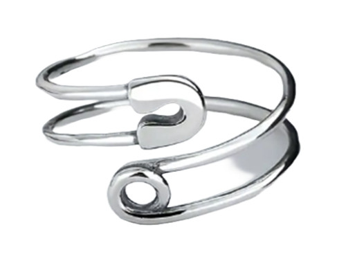 Boho Chic Sterling Silver Safety Pin Thumb Ring – Adjustable Safety Pin Design